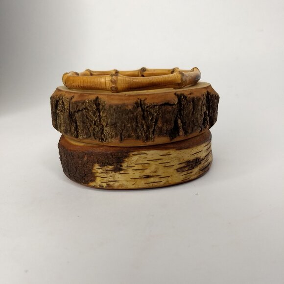 Carved Wood Bark Bracelets Lot 3 Farmhouse Fairy Cottagecore Hippie Boho Granola - Picture 3 of 15